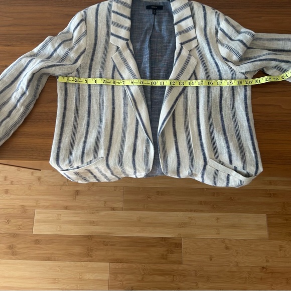 DREW Anthropologie Rikki Striped White & Blue Linen Blazer Women’s Size XS - Picture 9 of 12